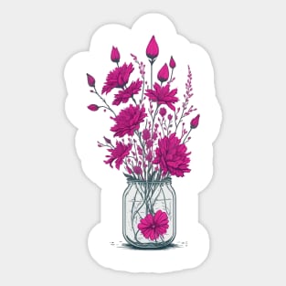 Fuchsia Flowers in a Mason Jar Sticker
